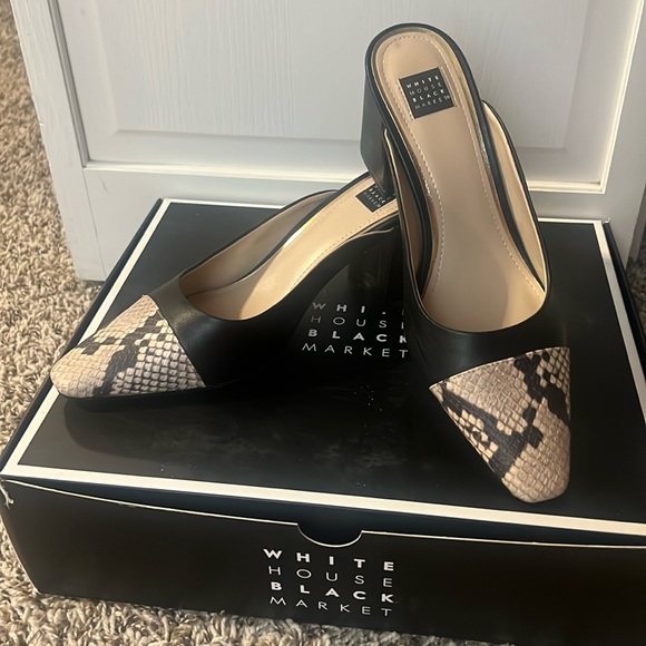 White House Black Market Shoes - White House Black Market, Ladies, Leather Slip-on Heels size 8.5